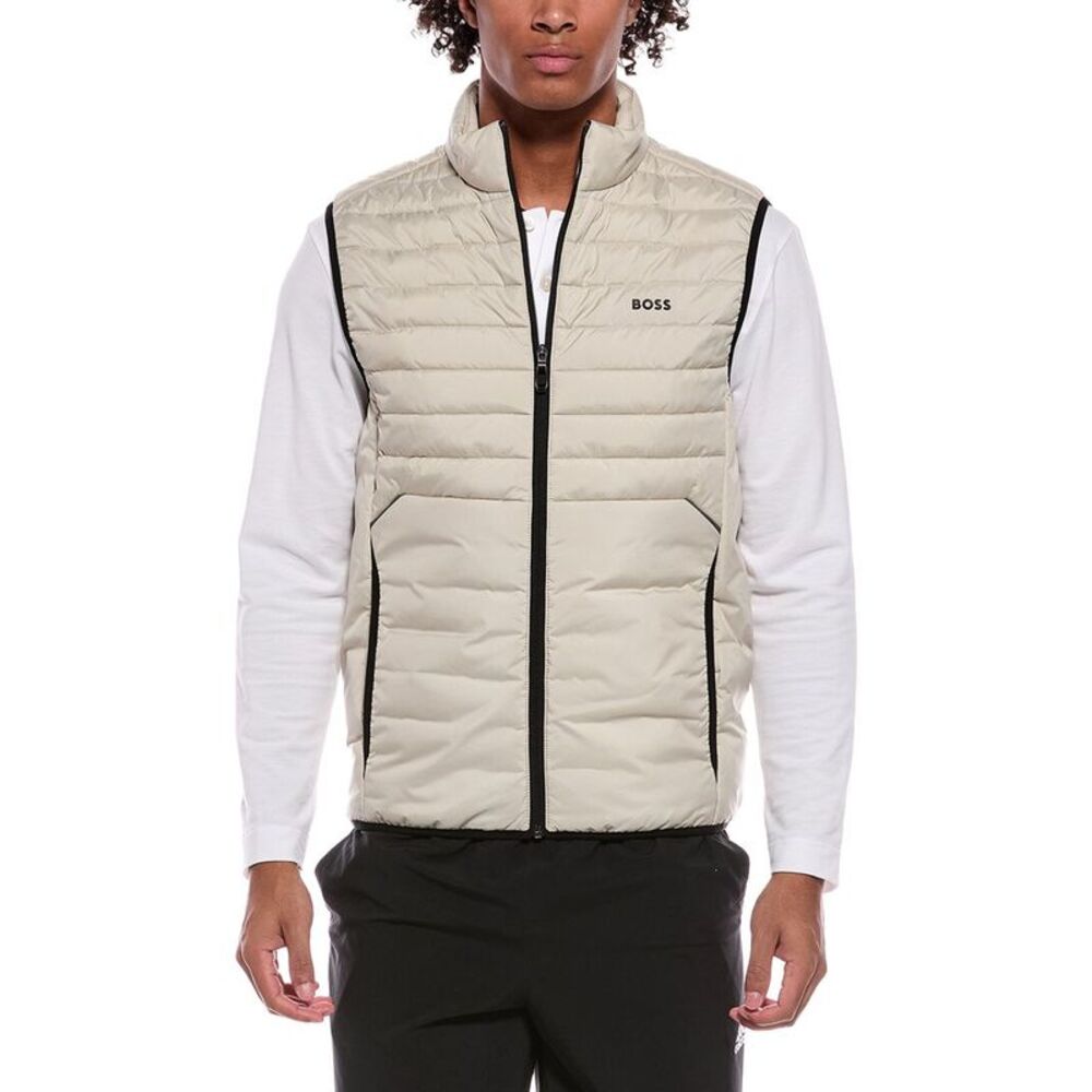 Hugo Boss Mens Boss  V Thor Quilted Vest, Brown
